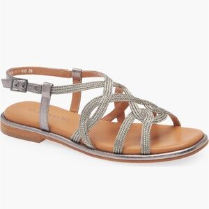 New Regarde Le Ciel
Elma Ankle Strap Sandal in Antique Silver, EU 37 = US 7- 7.5
